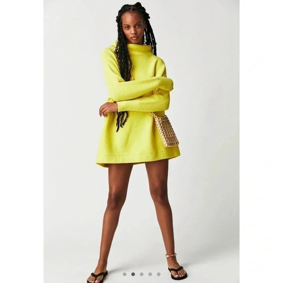 NWT Free People Ottoman Slouchy Tunic Sweater Pineapple Fusion Yellow Medium - Picture 1 of 13